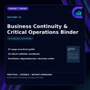 Business Continuity & Critical Operations Binder — business continuity plan