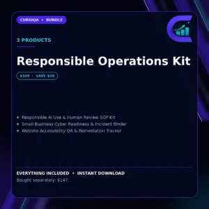 Cursiqa bundle cover for Responsible Operations Kit, listing the products included.